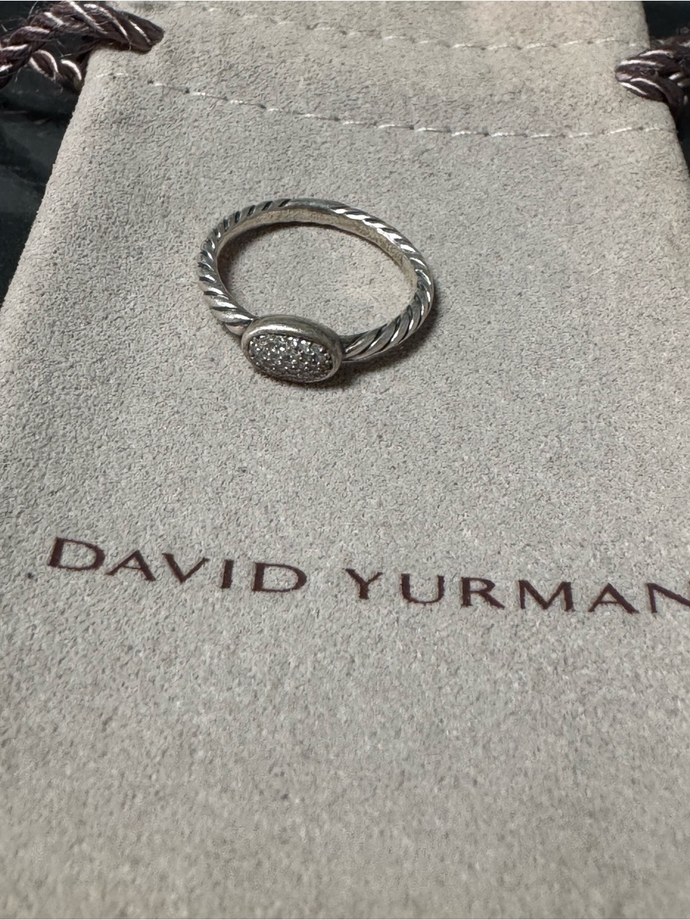 David Yurman Sterling Silver Pavé Diamonds Cable Ring